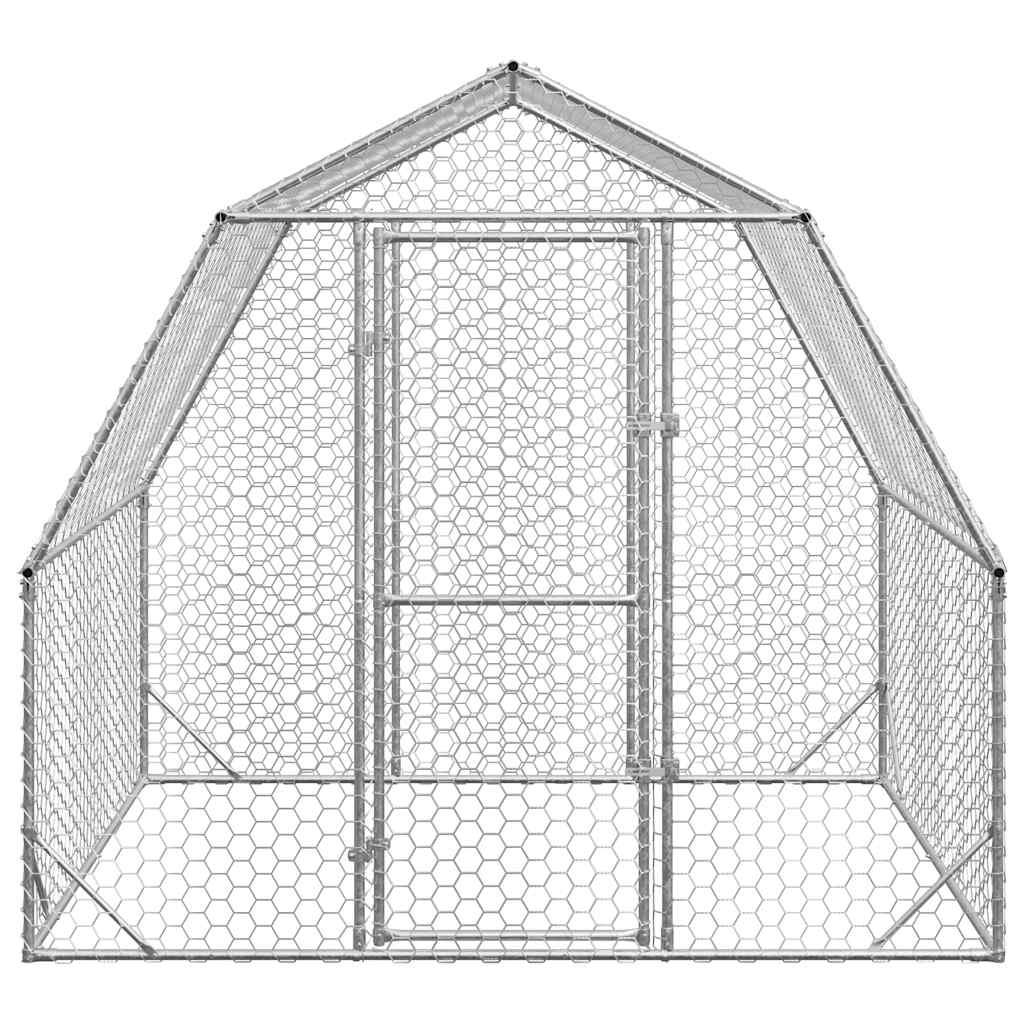 KFX-0974141 Galvanized Steel Chicken Coop - Spacious 2.5x2x2.25 m Run for Chickens and Small Animals