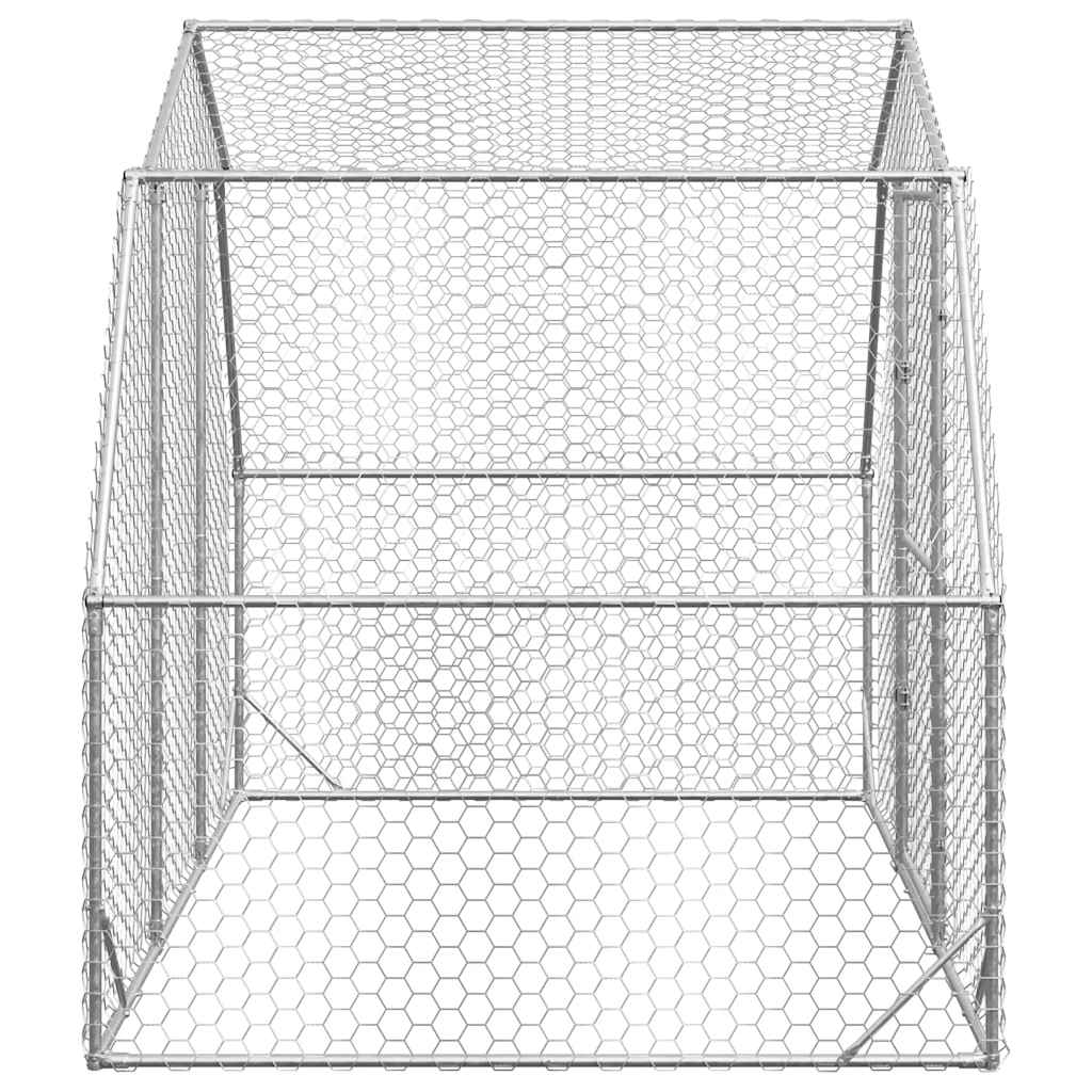 KFX-0974141 Galvanized Steel Chicken Coop - Spacious 2.5x2x2.25 m Run for Chickens and Small Animals