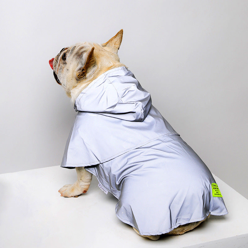 KFX-0974909 Reflective Waterproof Pet Raincoat for Dogs and Cats in Gray - Available in Multiple Sizes