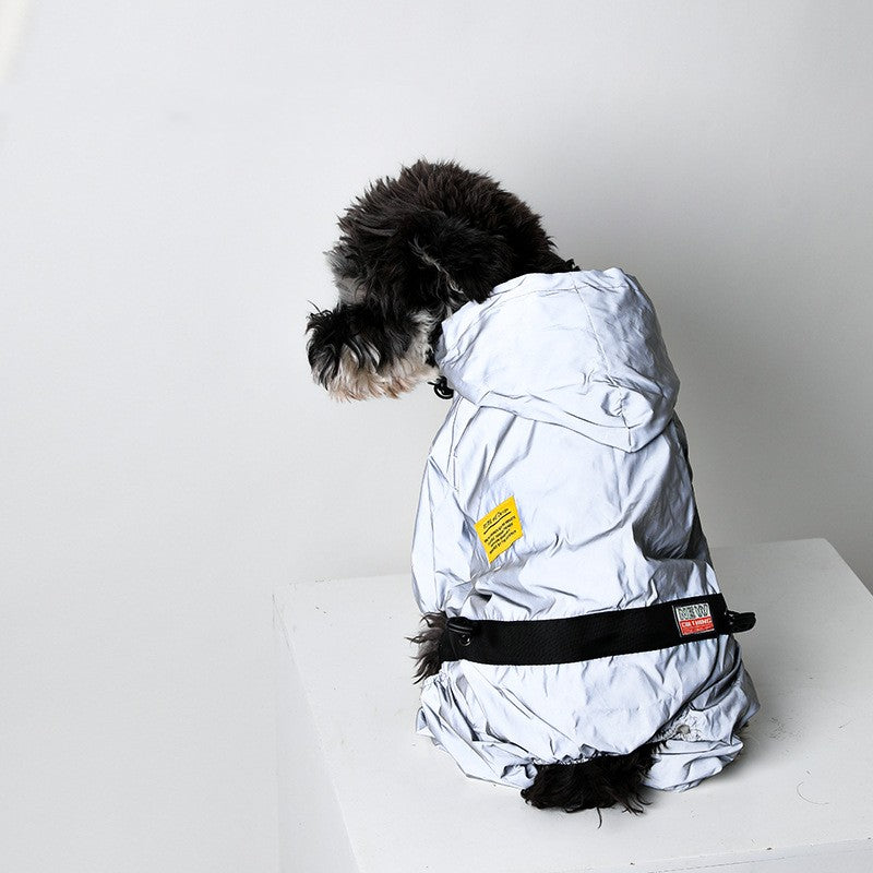 KFX-0974909 Reflective Waterproof Pet Raincoat for Dogs and Cats in Gray - Available in Multiple Sizes