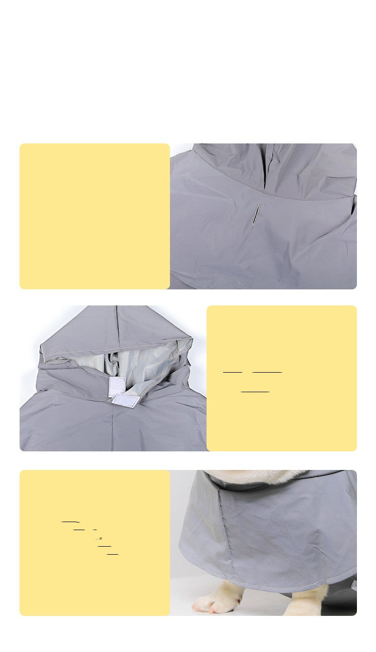 KFX-0974909 Reflective Waterproof Pet Raincoat for Dogs and Cats in Gray - Available in Multiple Sizes