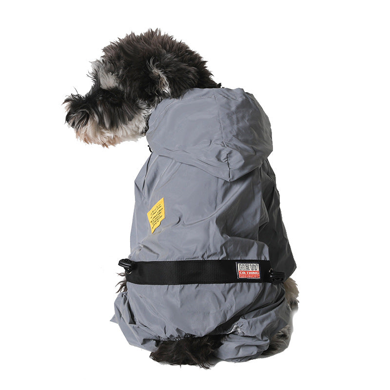 KFX-0974909 Reflective Waterproof Pet Raincoat for Dogs and Cats in Gray - Available in Multiple Sizes