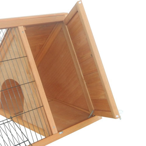 KFX-0976189 Wooden A-Frame Outdoor Rabbit Cage with Ventilation and Easy Access, 46" x 24"
