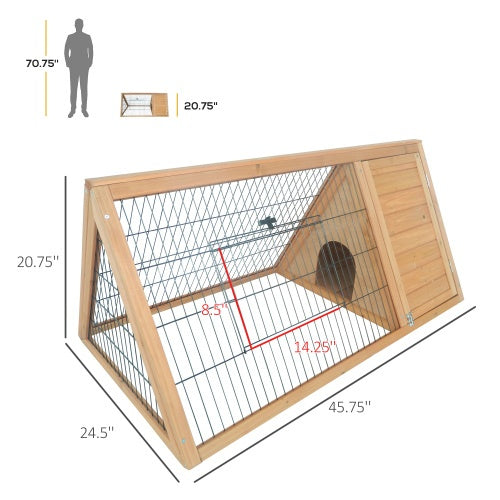KFX-0976189 Wooden A-Frame Outdoor Rabbit Cage with Ventilation and Easy Access, 46" x 24"