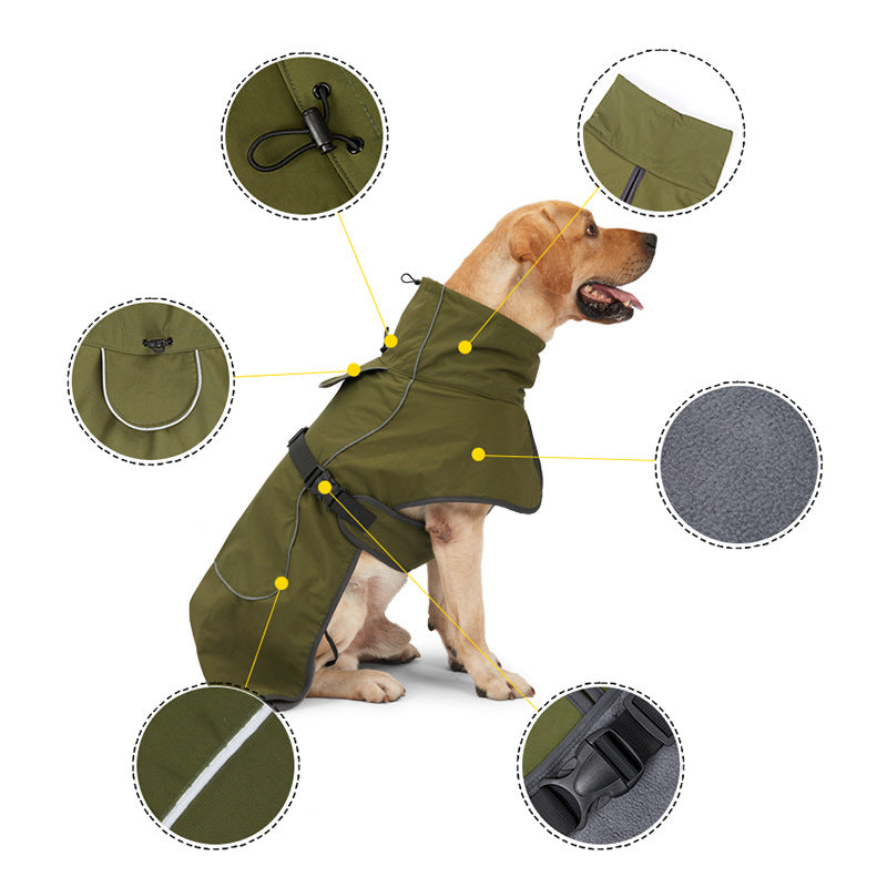 KFX-0976701 Winter Warm Clothing for Medium and Large Dogs - Waterproof Nylon, Army Green and Black Options