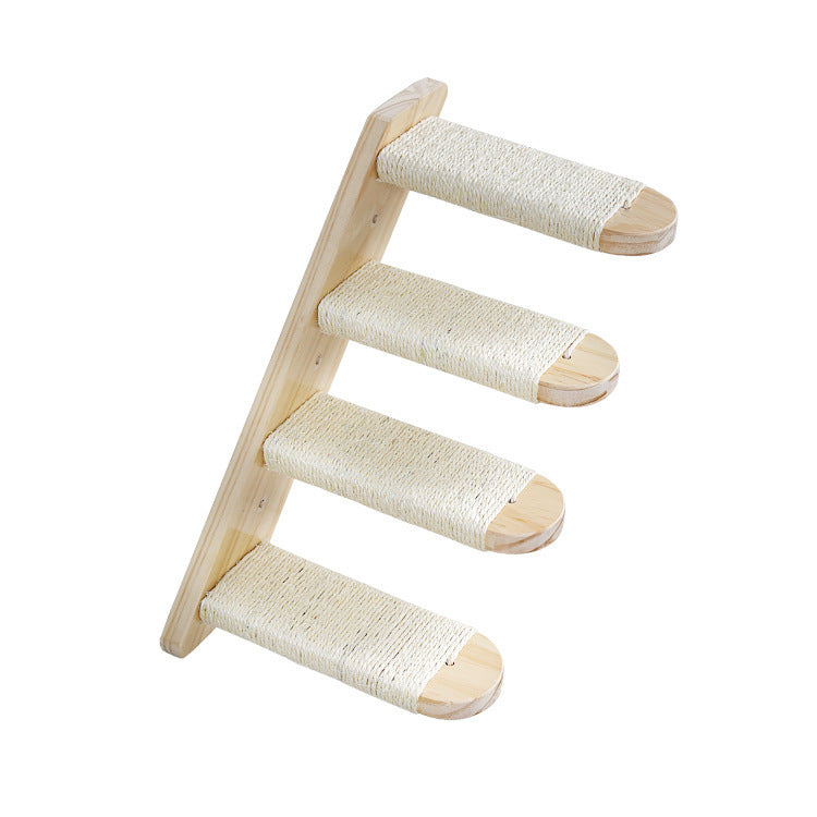 KFX-0978493 Solid Wood Cat Scratching Board with Sisal Column and Hammock - Fashion Minimalist Design
