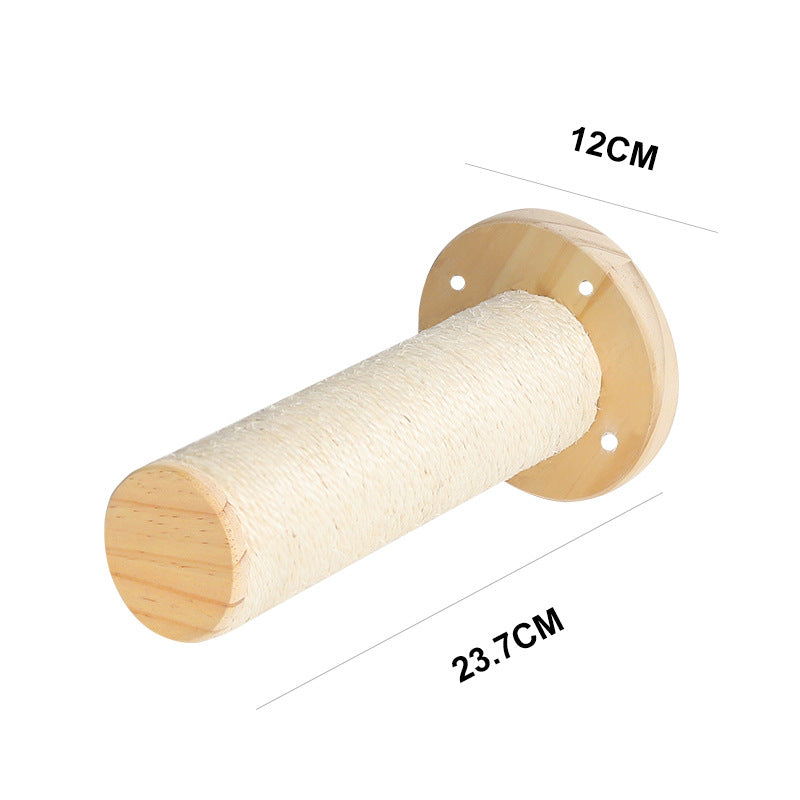 KFX-0978493 Solid Wood Cat Scratching Board with Sisal Column and Hammock - Fashion Minimalist Design