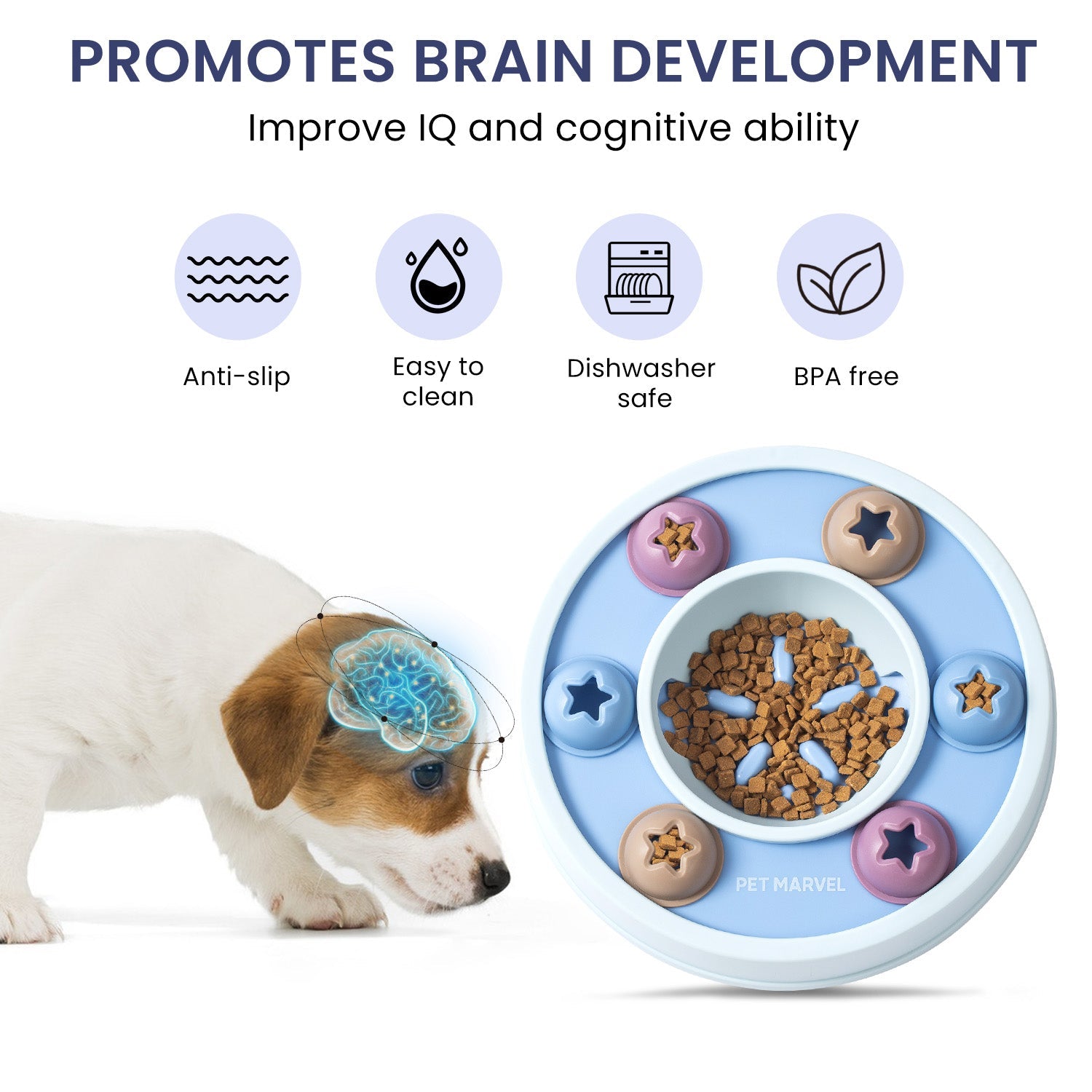 KFX-0979133 Interactive Dog Puzzle Game Toy - Levels 1-3, Enhances Thinking Skills, Easy to Clean, Non-Slip Design