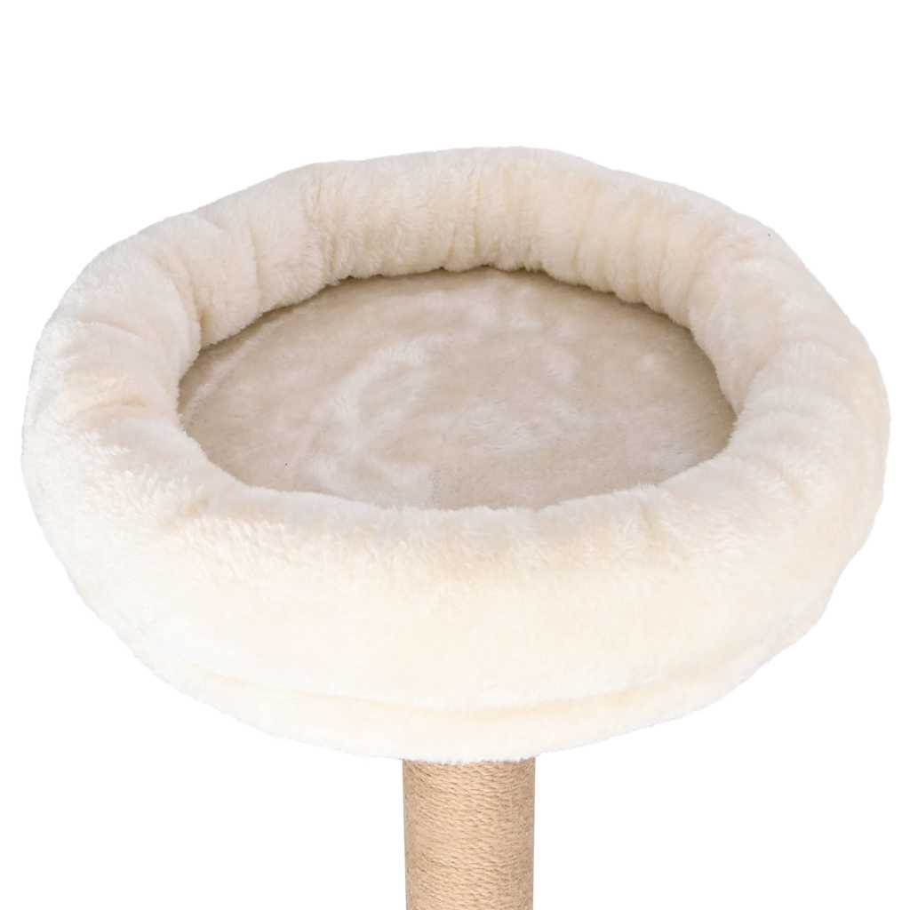 KFX-0981565 Cat Tree with Luxurious Cushion and Seagrass Scratching Posts - 148cm Beige Play Center for Cats