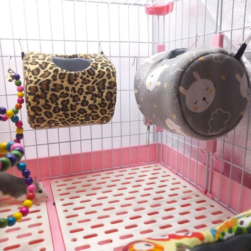 KFX-0982333 Warm Cotton Squirrel Sleeping Bag Nest in Canvas with Leopard Print, Owl, and Gray Bunny Designs