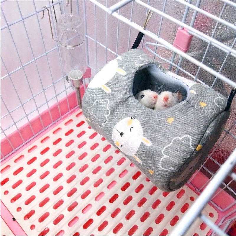 KFX-0982333 Warm Cotton Squirrel Sleeping Bag Nest in Canvas with Leopard Print, Owl, and Gray Bunny Designs