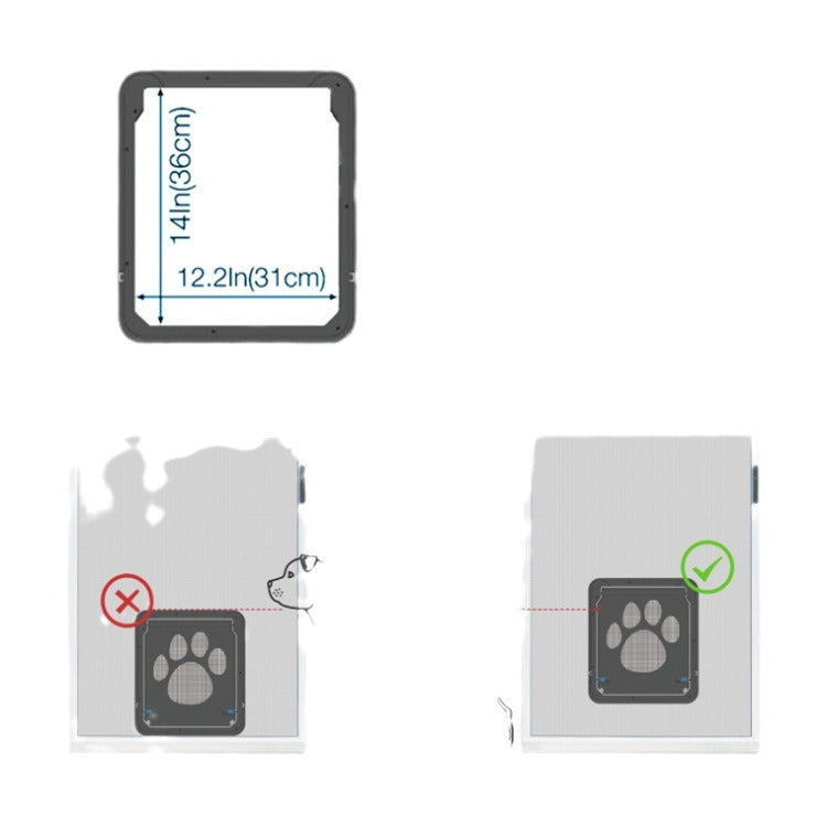 KFX-0983741 Lockable Plastic Pet Door for Screens and Windows - Durable ABS Material, Easy Access for Dogs and Cats, Black