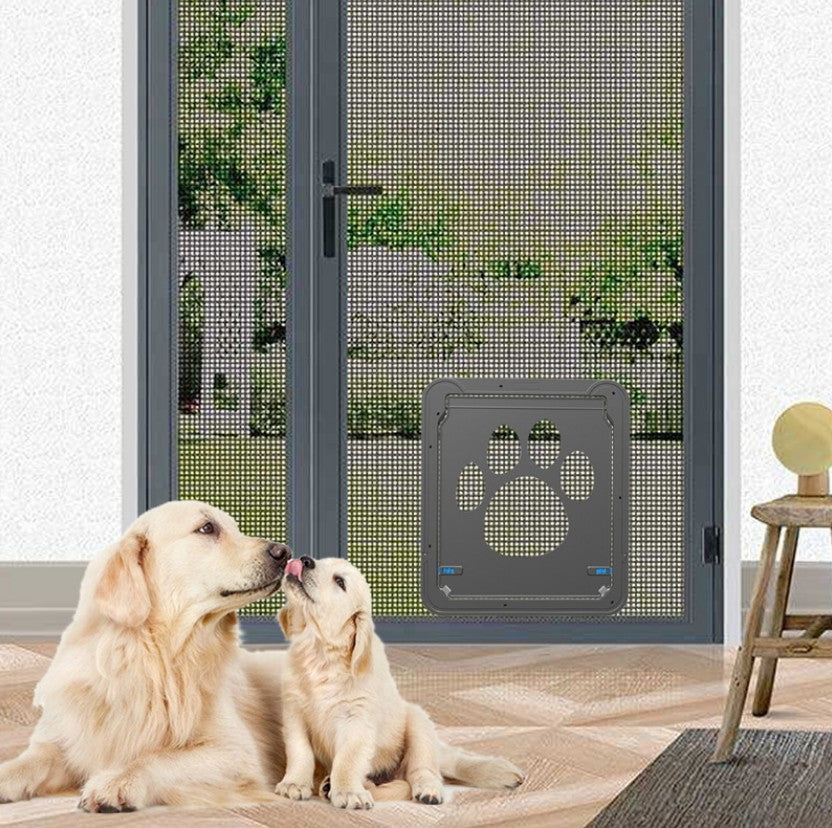 KFX-0983741 Lockable Plastic Pet Door for Screens and Windows - Durable ABS Material, Easy Access for Dogs and Cats, Black