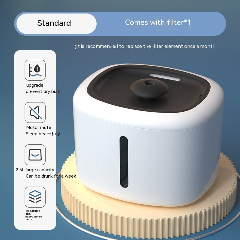 KFX-0984125 Automatic Pet Water Dispenser with Circulation and Optional LED Lights, Stainless Steel or PP Material