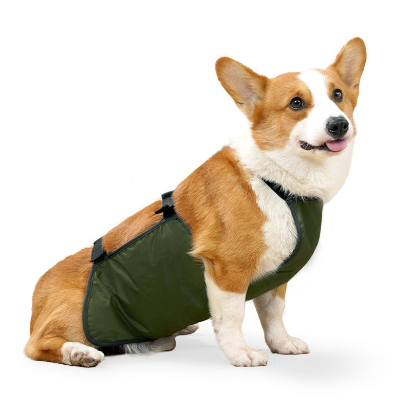 KFX-0984637 Water-Resistant Dog Apron in Gray and Army Green, Sizes S to XXL, Casual Style Pet Clothing