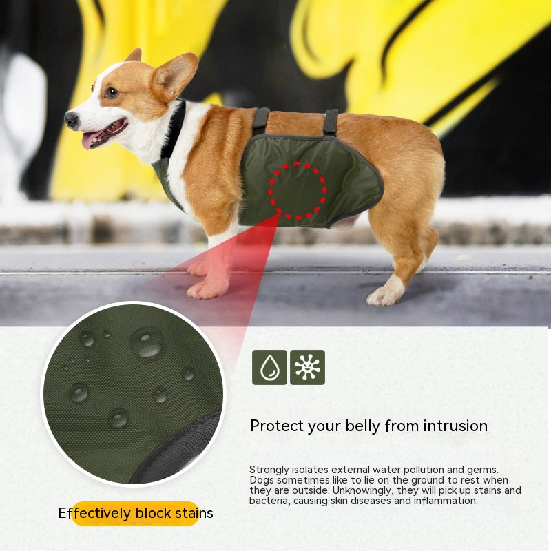 KFX-0984637 Water-Resistant Dog Apron in Gray and Army Green, Sizes S to XXL, Casual Style Pet Clothing