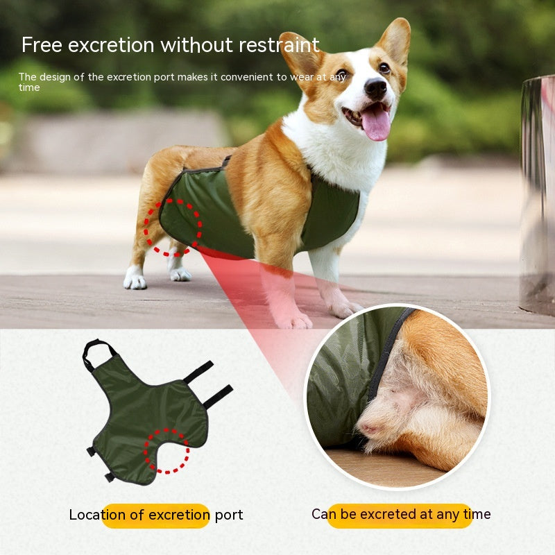 KFX-0984637 Water-Resistant Dog Apron in Gray and Army Green, Sizes S to XXL, Casual Style Pet Clothing