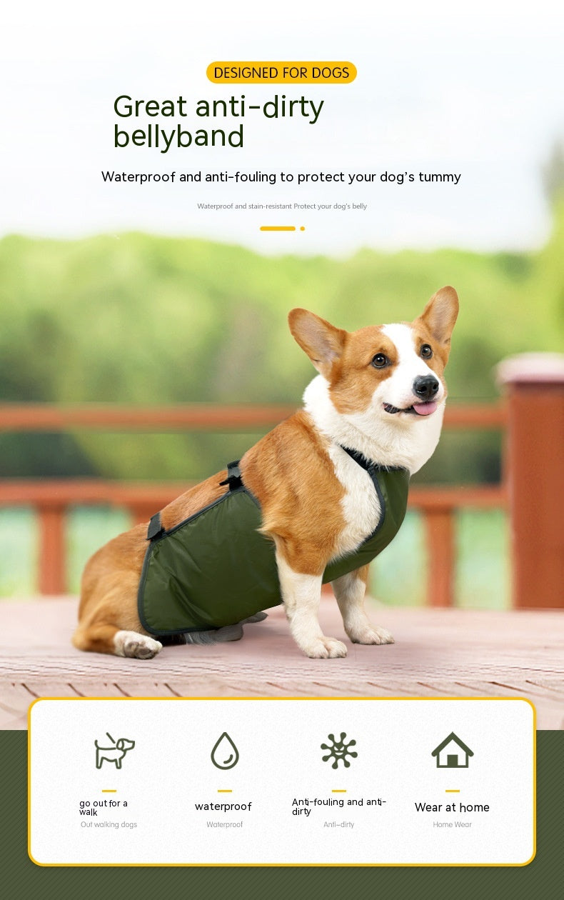 KFX-0984637 Water-Resistant Dog Apron in Gray and Army Green, Sizes S to XXL, Casual Style Pet Clothing