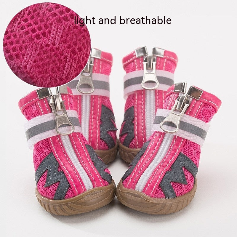 KFX-0984893 Breathable Non-Slip Dog Shoes with Wear-Resistant Honeycomb Mesh and Washable Oxford Sole