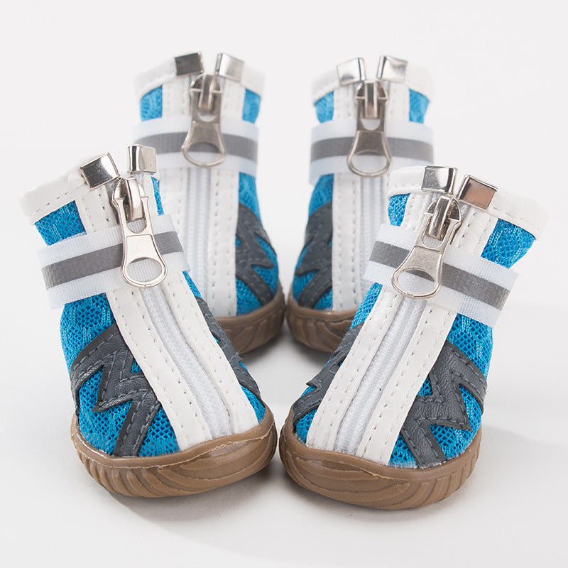 KFX-0984893 Breathable Non-Slip Dog Shoes with Wear-Resistant Honeycomb Mesh and Washable Oxford Sole