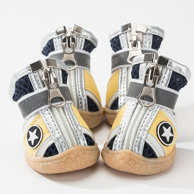 KFX-0984893 Breathable Non-Slip Dog Shoes with Wear-Resistant Honeycomb Mesh and Washable Oxford Sole