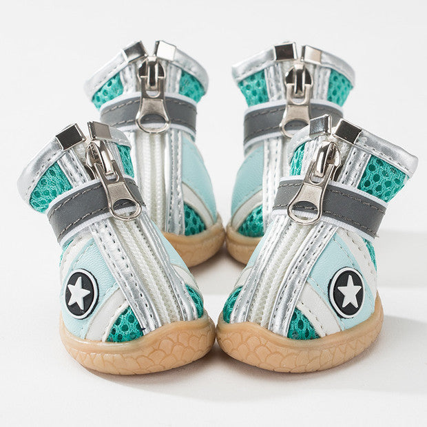KFX-0984893 Breathable Non-Slip Dog Shoes with Wear-Resistant Honeycomb Mesh and Washable Oxford Sole