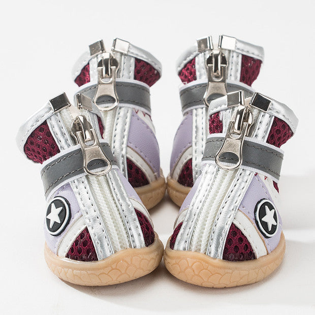 KFX-0984893 Breathable Non-Slip Dog Shoes with Wear-Resistant Honeycomb Mesh and Washable Oxford Sole
