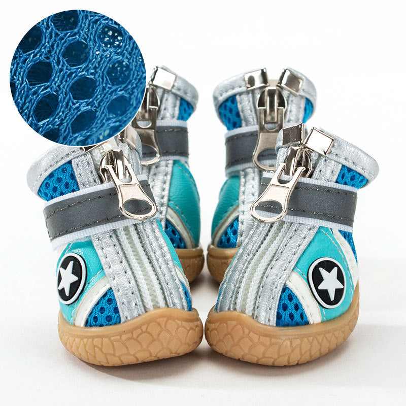 KFX-0984893 Breathable Non-Slip Dog Shoes with Wear-Resistant Honeycomb Mesh and Washable Oxford Sole
