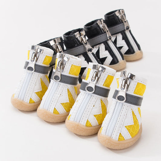 KFX-0984893 Breathable Non-Slip Dog Shoes with Wear-Resistant Honeycomb Mesh and Washable Oxford Sole