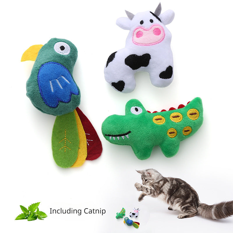 KFX-0985533 Cow-Shaped Plush Cat Toy with Catnip - Interactive & Bite-Resistant Fun for Cats