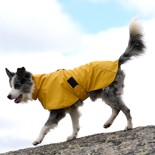 KFX-0985661 Waterproof Windproof Raincoat for Dogs - Sports Style Pet Shell Jacket in Yellow and Orange