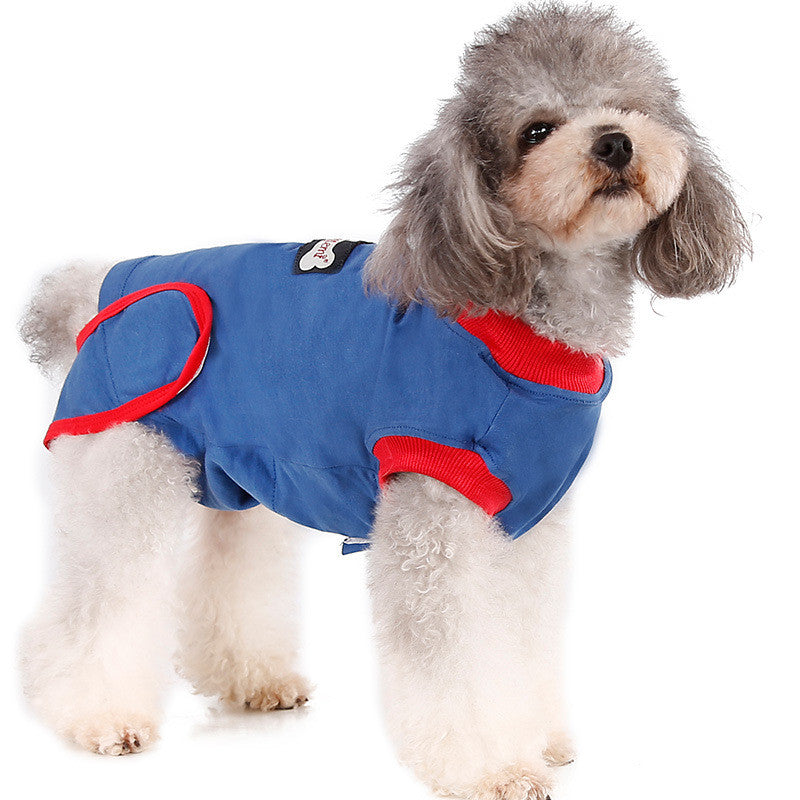 KFX-0986429 Postoperative Recovery Dog Vest - Soft Cotton Anti-Licking Surgical Gown in Blue, Sizes XS to 2XL