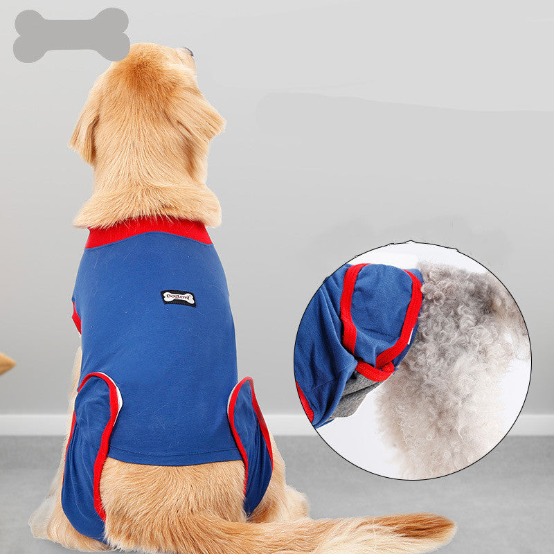 KFX-0986429 Postoperative Recovery Dog Vest - Soft Cotton Anti-Licking Surgical Gown in Blue, Sizes XS to 2XL