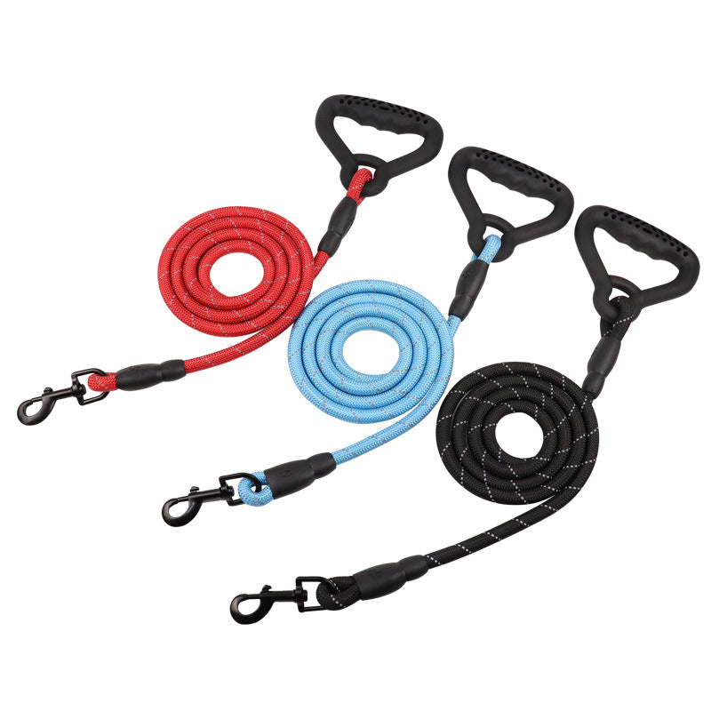 KFX-0987837 Reflective Dog Rope Leash for Large Breeds - Available in 2M, 3M, and 15M Lengths with Soft Plastic Handles