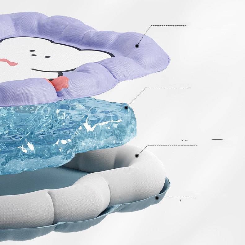KFX-0988093 Durable Waved Bear Shaped Pet Ice Mat Cushion, PVC & Gel, Sizes M & L
