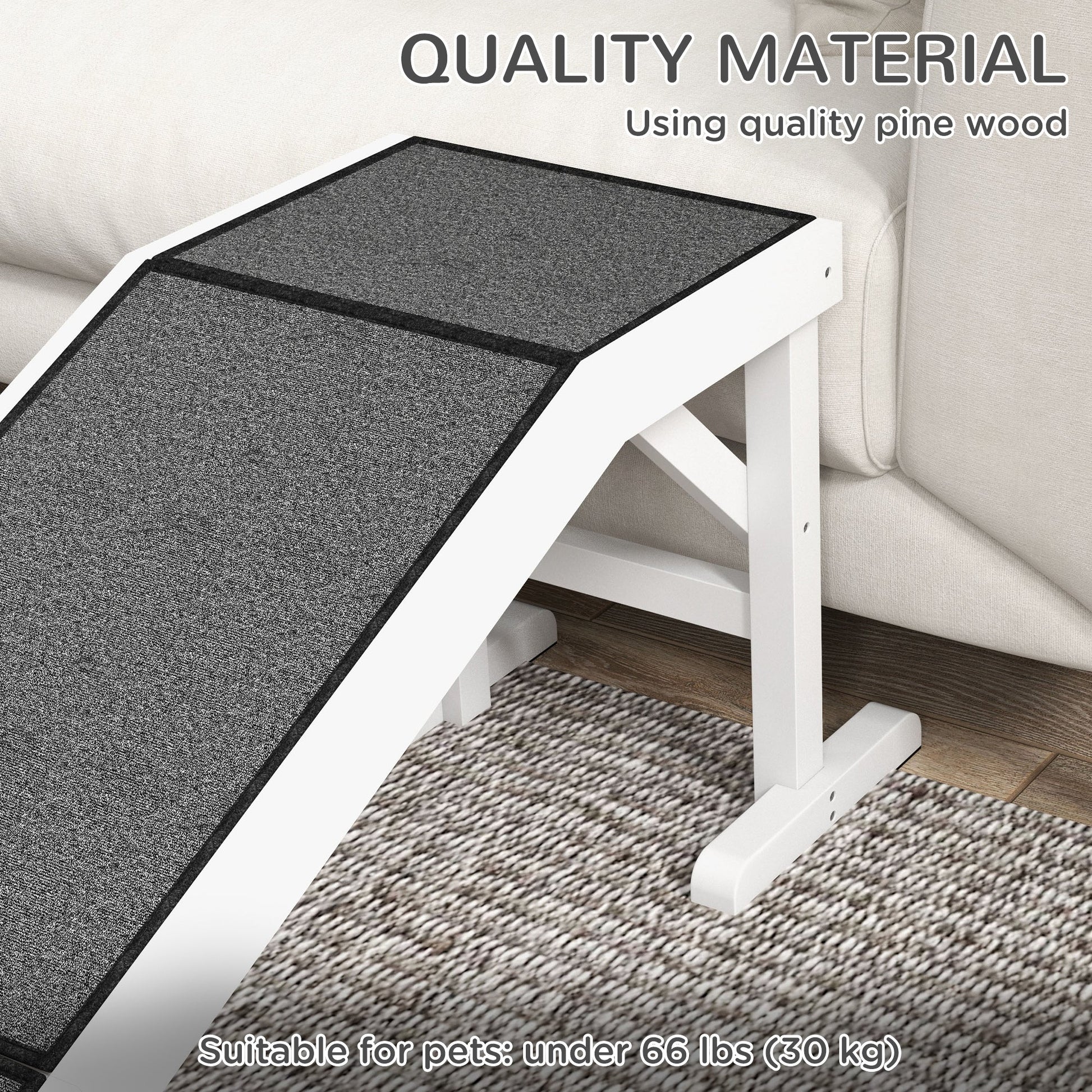 KFX-0989501 Pet Ramp for Dogs & Cats - 60 Inch Non-Slip Carpeted Slope, High-Quality Pine Wood, Easy Access for Mobility Assistance