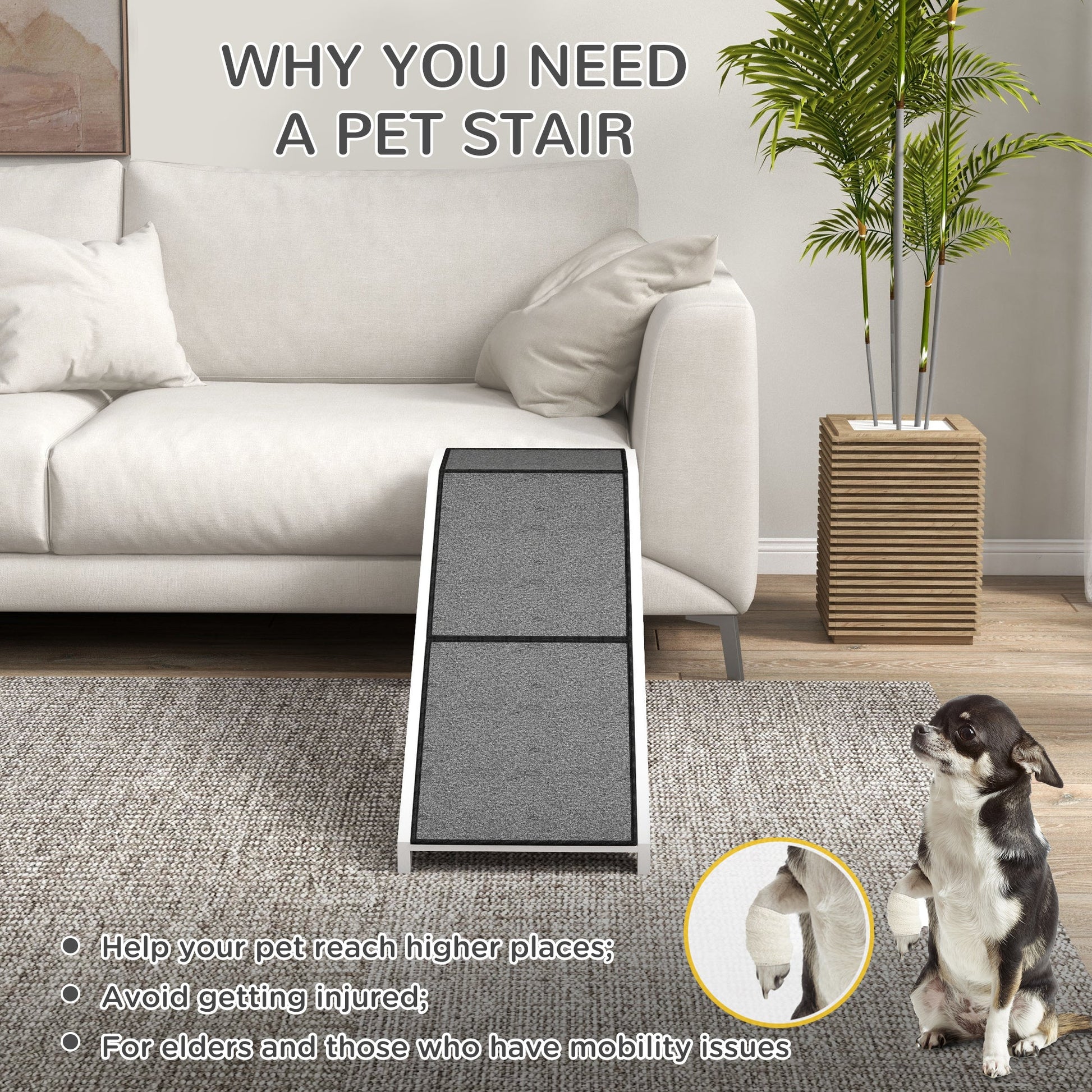 KFX-0989501 Pet Ramp for Dogs & Cats - 60 Inch Non-Slip Carpeted Slope, High-Quality Pine Wood, Easy Access for Mobility Assistance