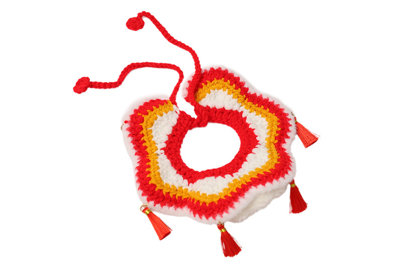 KFX-0991421 New Year’s Scarf Collar for Cats and Dogs - Festive Autumn and Winter Pet Accessory