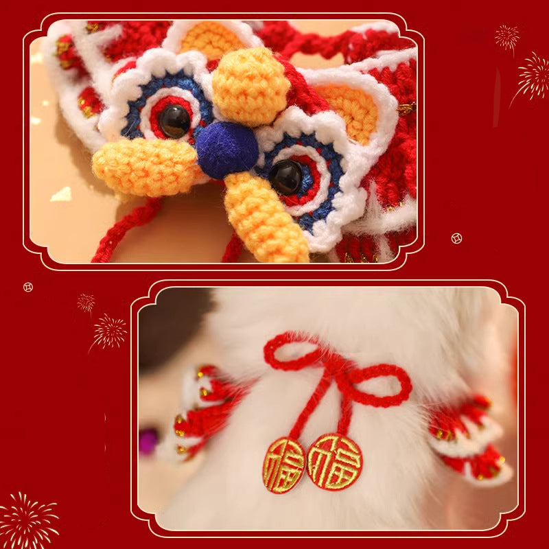 KFX-0991421 New Year’s Scarf Collar for Cats and Dogs - Festive Autumn and Winter Pet Accessory