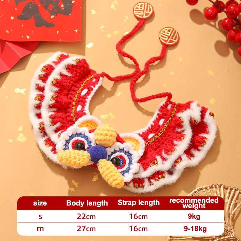 KFX-0991421 New Year’s Scarf Collar for Cats and Dogs - Festive Autumn and Winter Pet Accessory