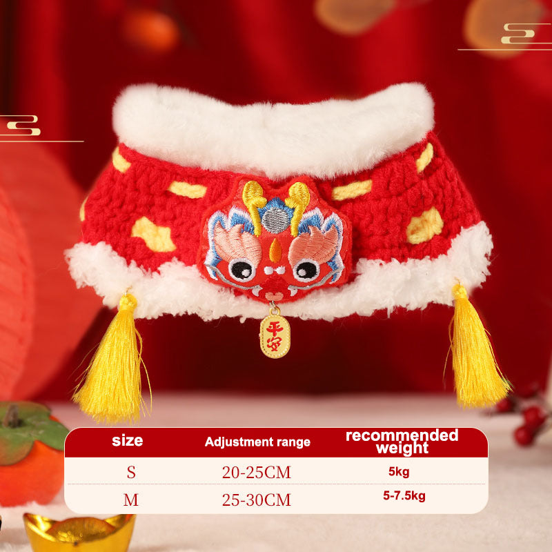 KFX-0991421 New Year’s Scarf Collar for Cats and Dogs - Festive Autumn and Winter Pet Accessory
