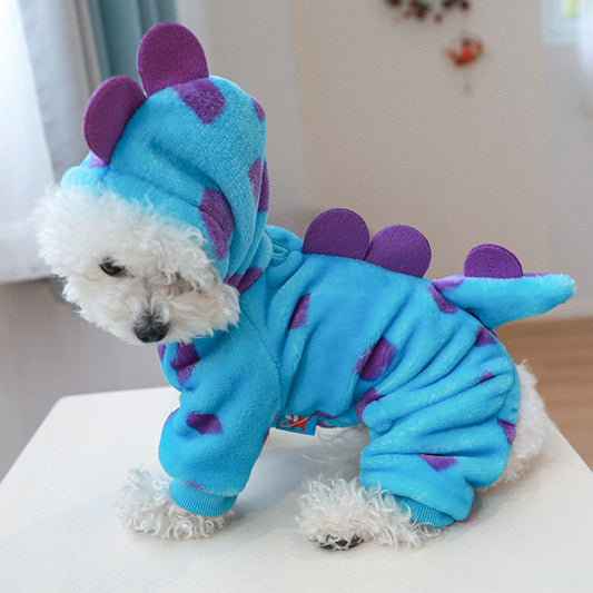 KFX-0992189 Fleece-Lined Floral Dinosaur Pet Costume for Dogs and Cats - Multiple Colors and Sizes Available