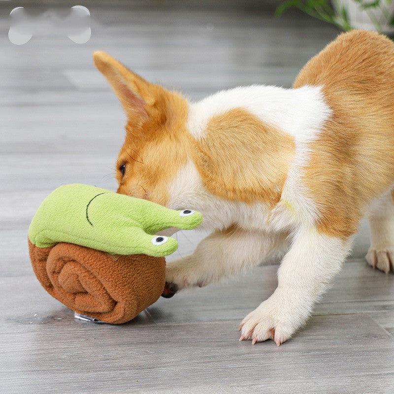 KFX-0993469 Snail Design Interactive Fleece Dog Puzzle Toy for Snuffling and IQ Training