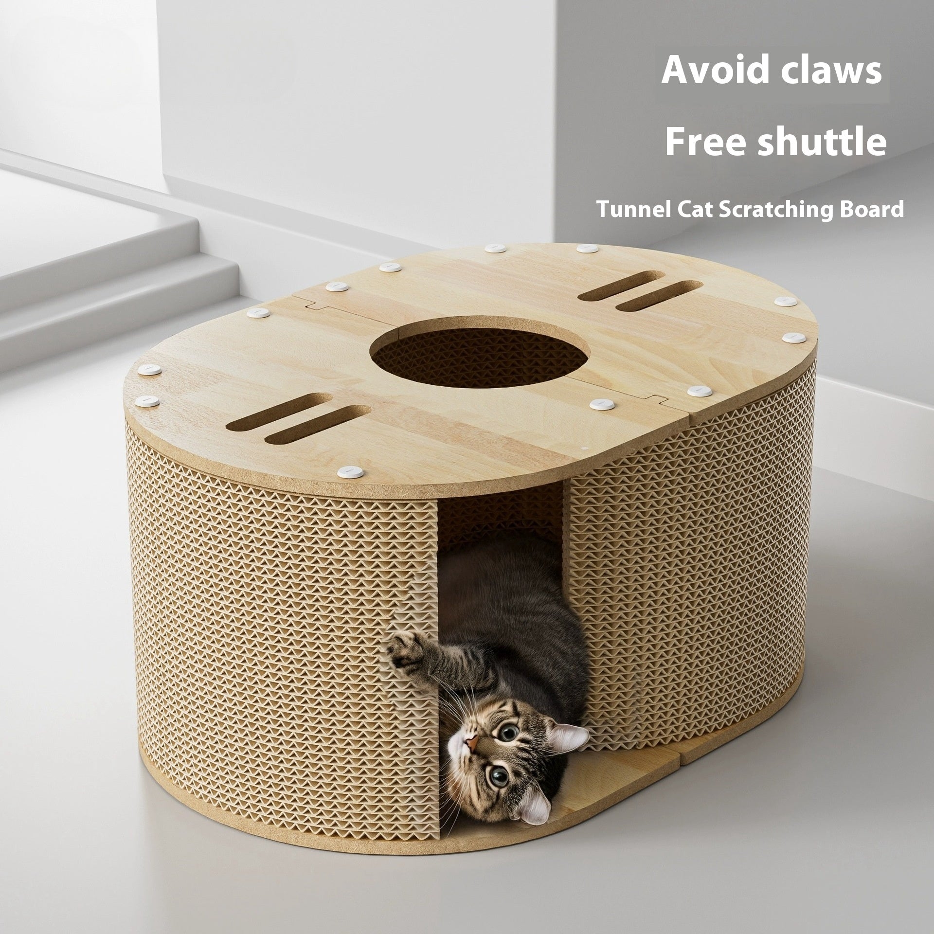 KFX-0993853 Cat Climbing Frame with Tunnel, Corrugated Paper Nest for Small Cats