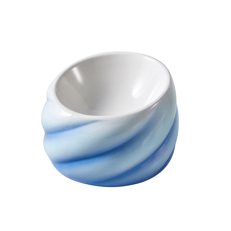 KFX-0993981 Ceramic Cat Bowl with Inclined Mouth for Easy Feeding