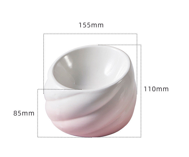 KFX-0993981 Ceramic Cat Bowl with Inclined Mouth for Easy Feeding