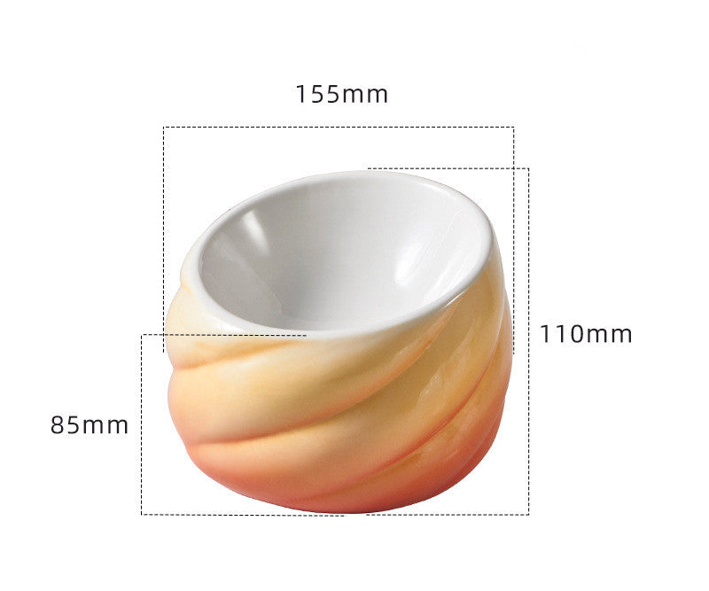 KFX-0993981 Ceramic Cat Bowl with Inclined Mouth for Easy Feeding