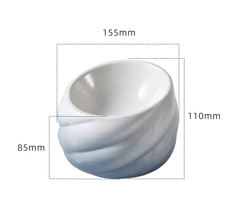 KFX-0993981 Ceramic Cat Bowl with Inclined Mouth for Easy Feeding