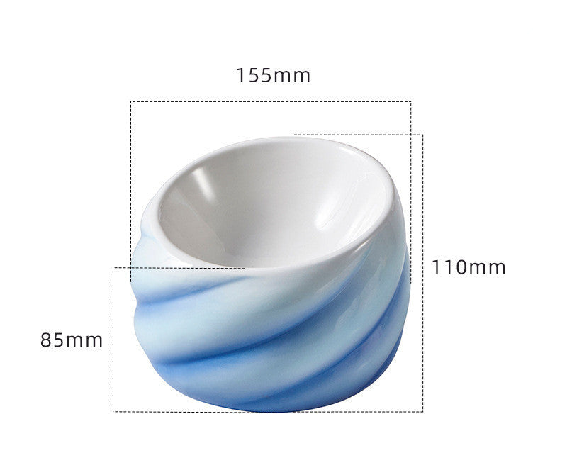 KFX-0993981 Ceramic Cat Bowl with Inclined Mouth for Easy Feeding