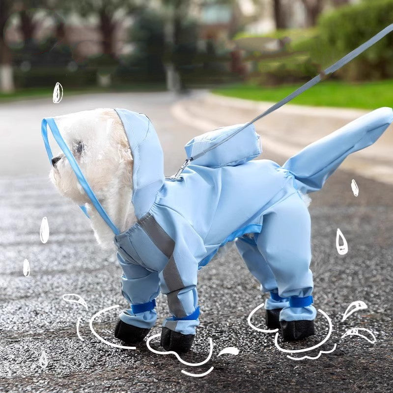 KFX-0997949 Four-Leg Waterproof Dog Raincoat in Fun Prints - EVA & Polyester Taffeta